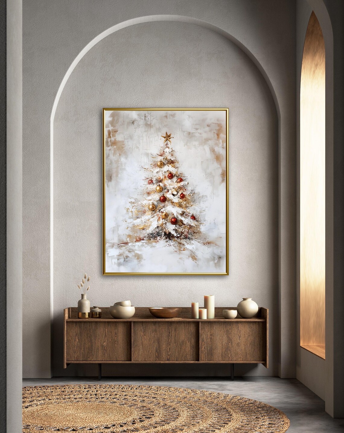 White Christmas Tree Art Print, Moody Minimalist Decor - Image 2