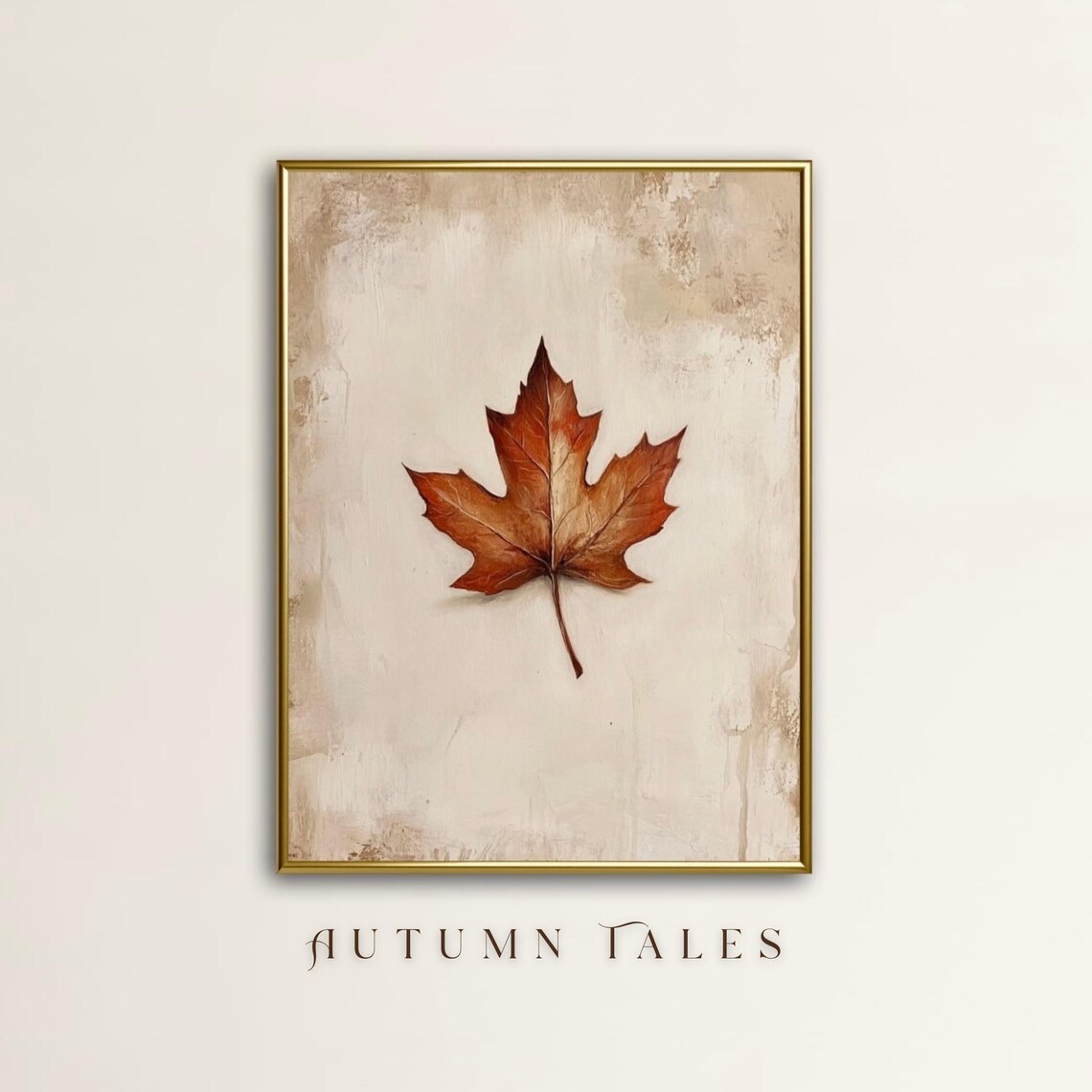 Fall Maple Tree Leaf Art Print, Rustic Minimalist