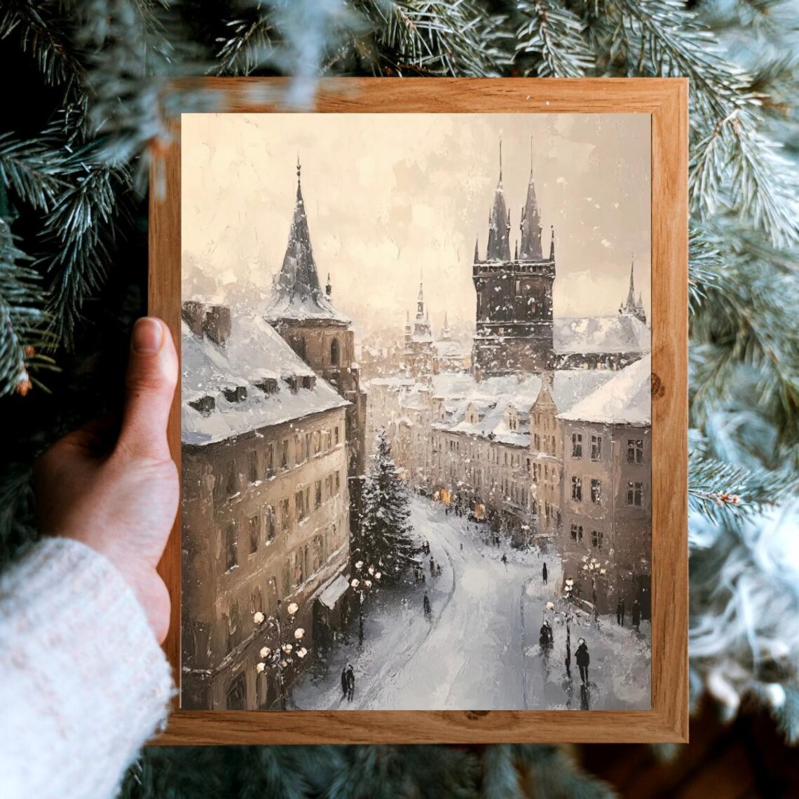 Vintage European City In Winter Art Print - Image 5