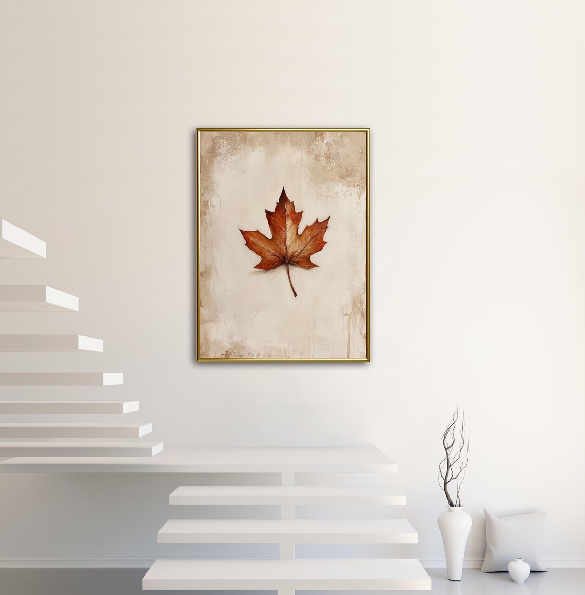 Fall Maple Tree Leaf Art Print, Rustic Minimalist - Image 2