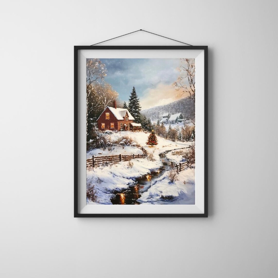 Cozy Winter Cottage Cabin Holiday Art Print - Image 5