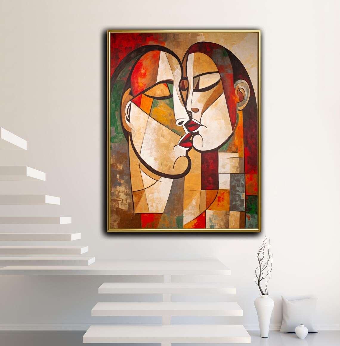Abstract Female Portrait, Mid-Century Cubism Art Print - Image 2