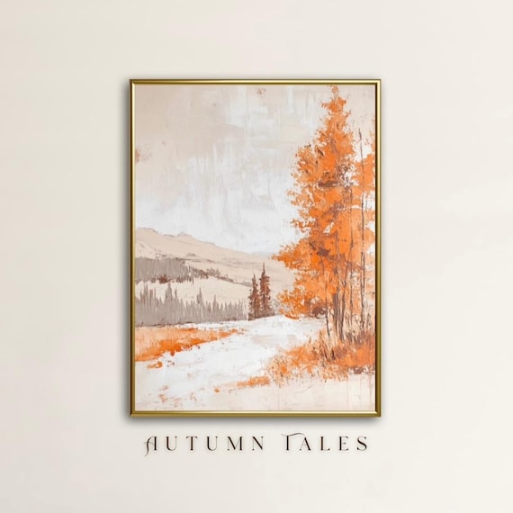 Autumn Tales Forest Path Orange Trees Fall Landscape Art Poster