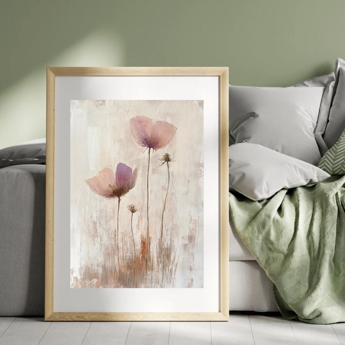 Pink Purple Poppy Flowers Abstract Watercolor Floral Art Poster - Image 2