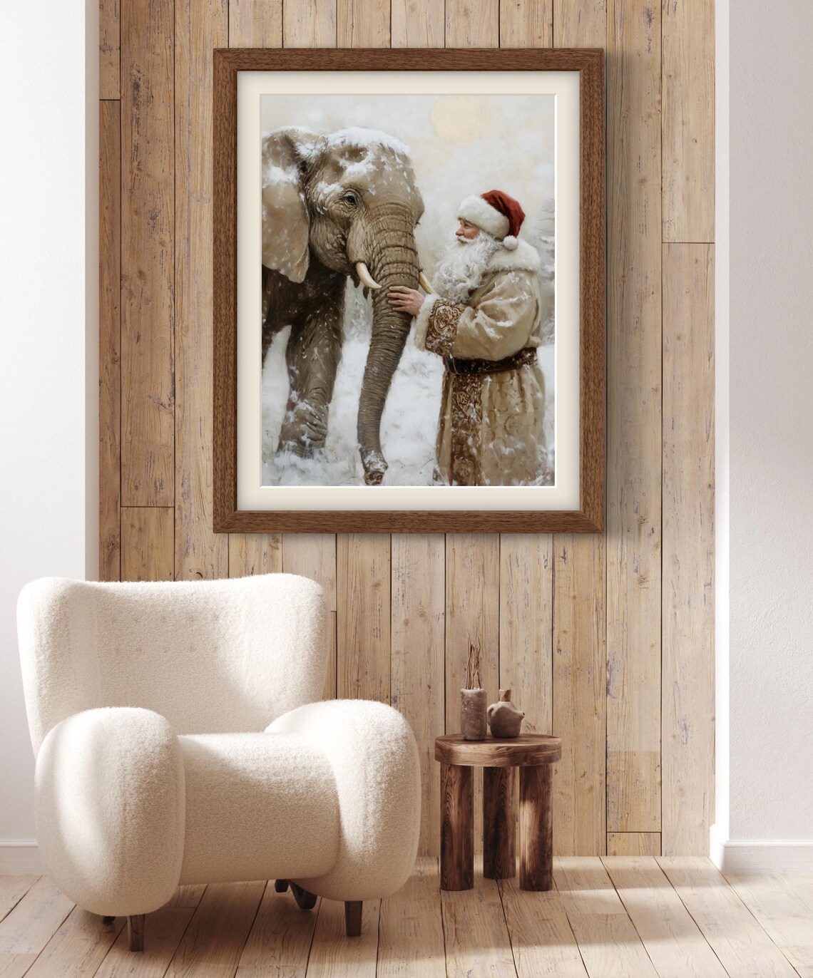 Santa And Elephant Reunion Christmas Poster, Holiday Decor - Image 3