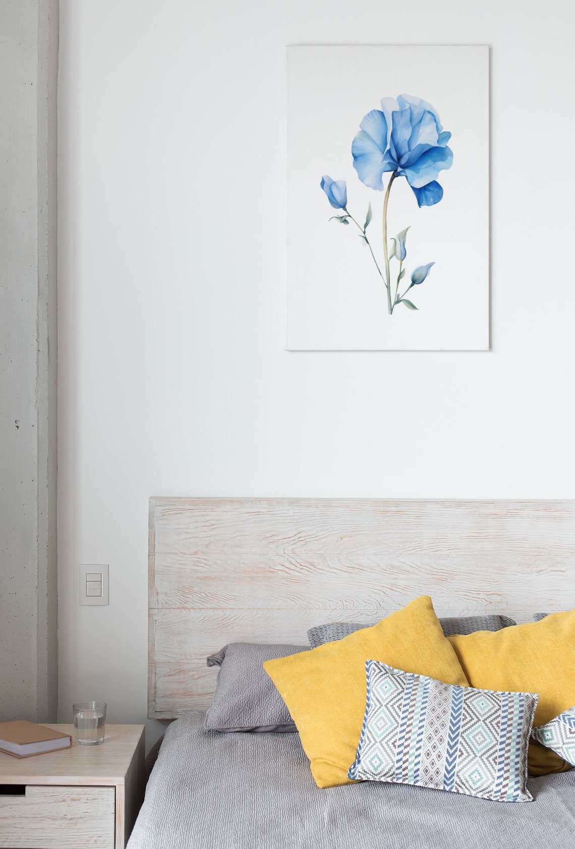 Blue Sweet Pea Single Bloom Watercolour Botanical Flower Poster - Image 8