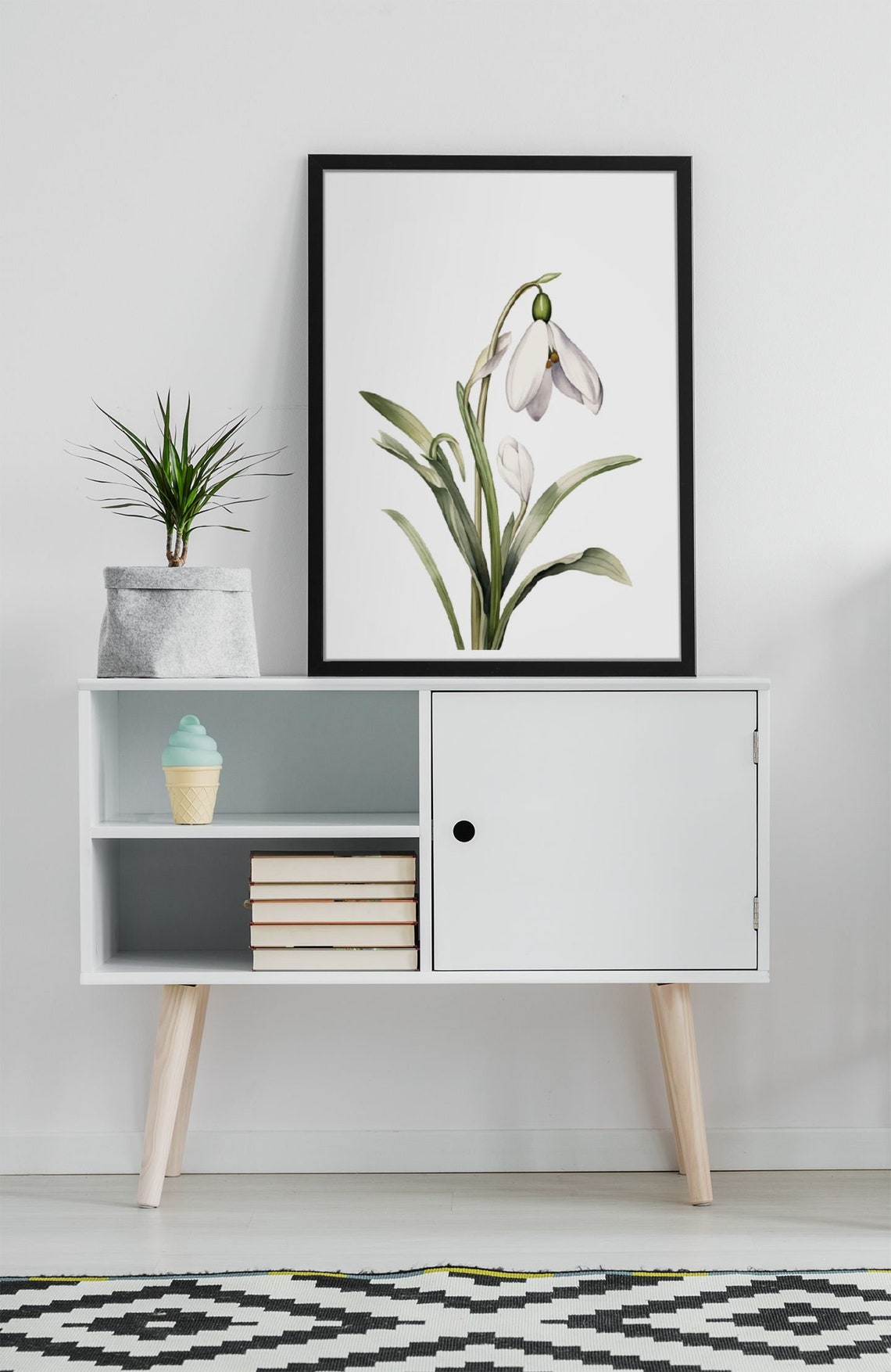 White Snowdrop Bell Flower Botanical Watercolor Study Poster - Image 5