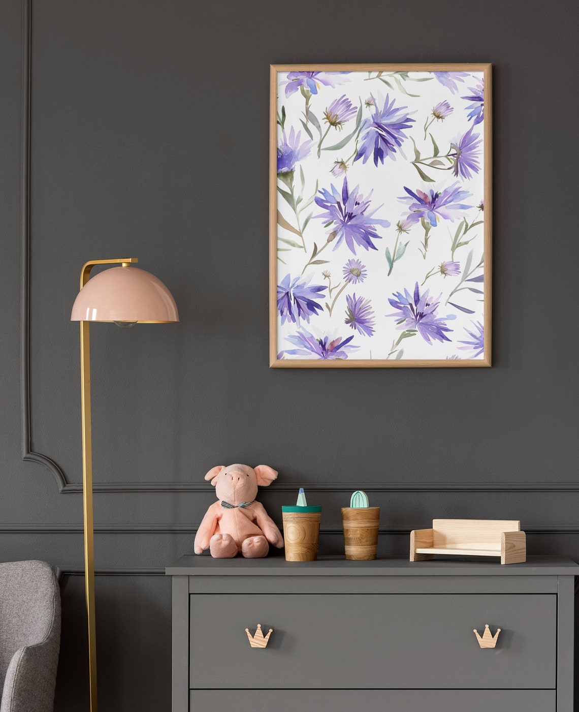 Purple Aster Flower Pattern Watercolour Botanical Flower Poster - Image 8