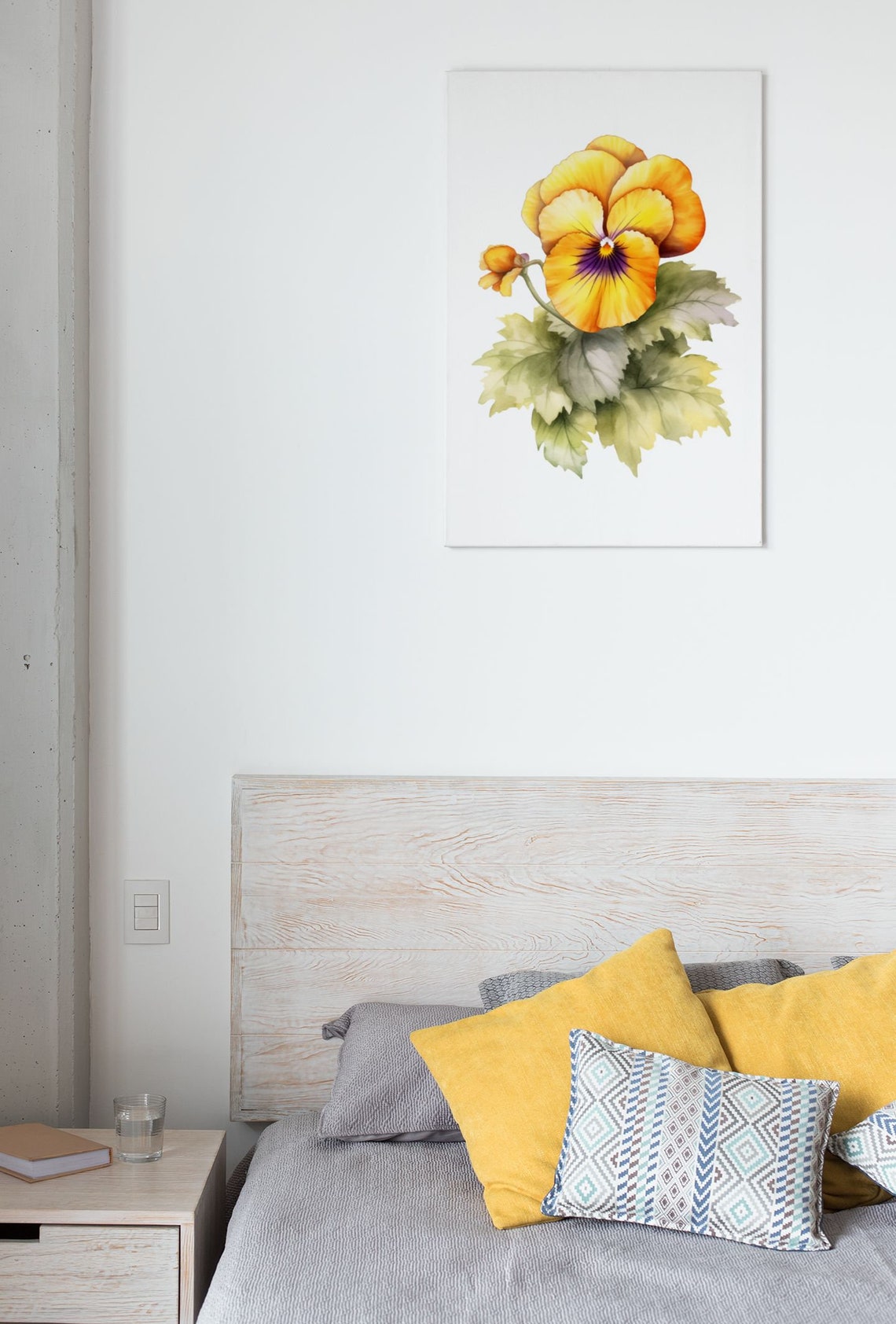 Golden Yellow Pansy Single Bloom Watercolour Botanical Flower Poster - Image 7