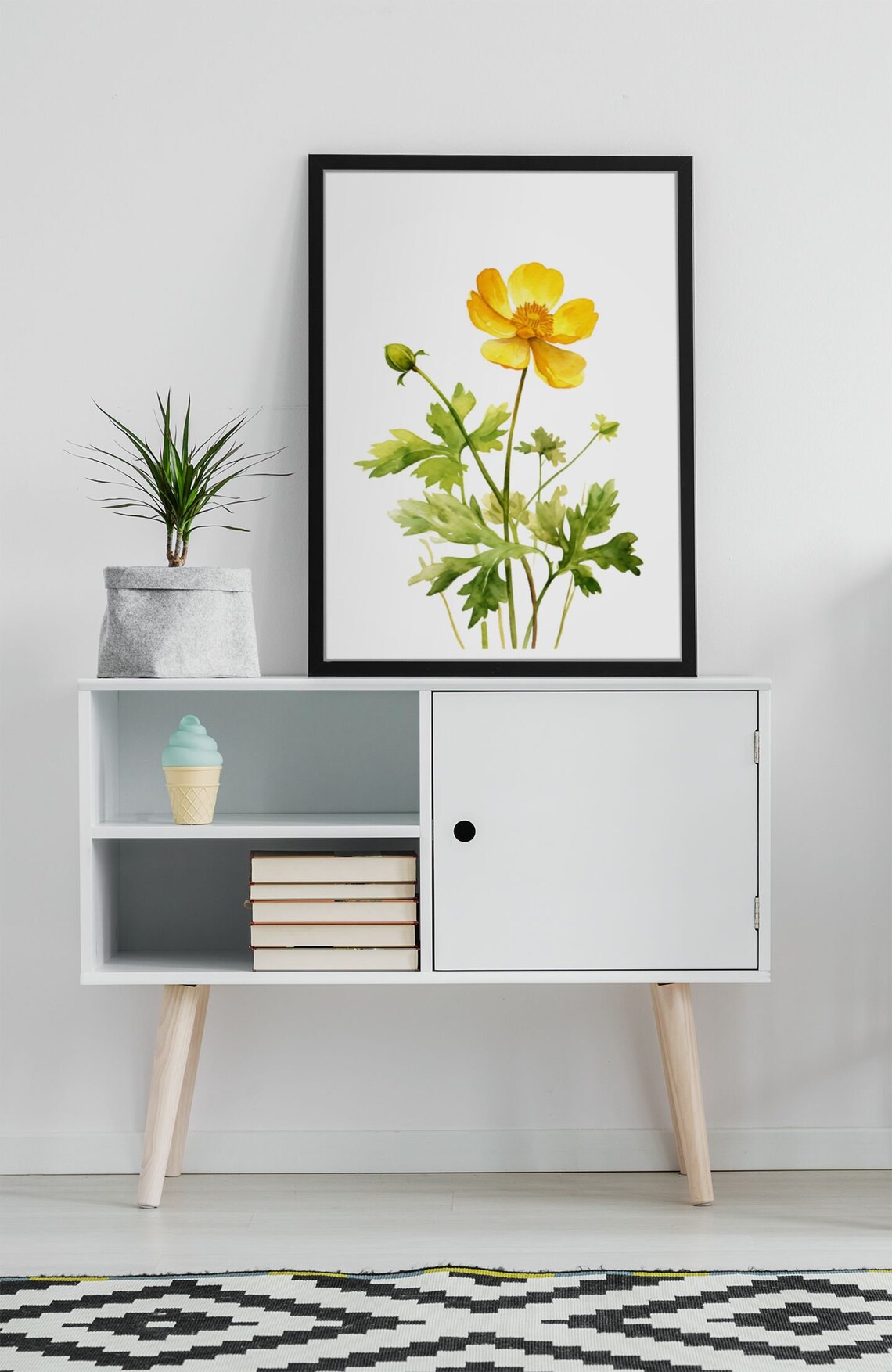 Yellow Buttercup Wildflower Sunny Watercolor Botanical Art Poster - Image 5