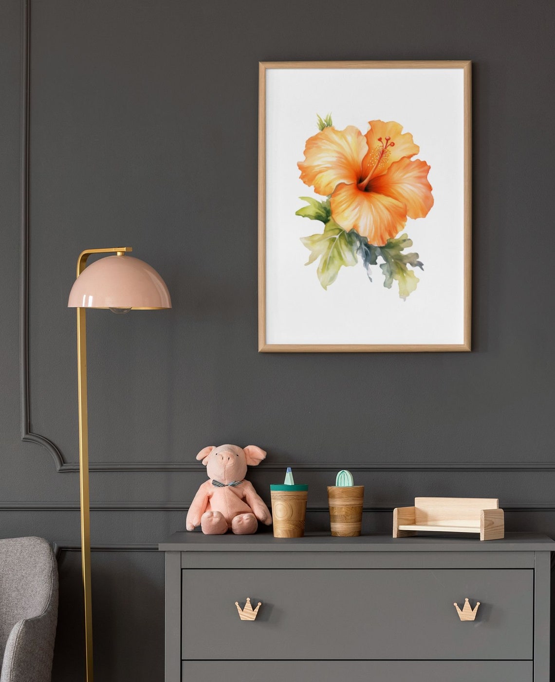 Orange Hibiscus Tropical Bloom Sunny Radiant Watercolor Art Poster - Image 7