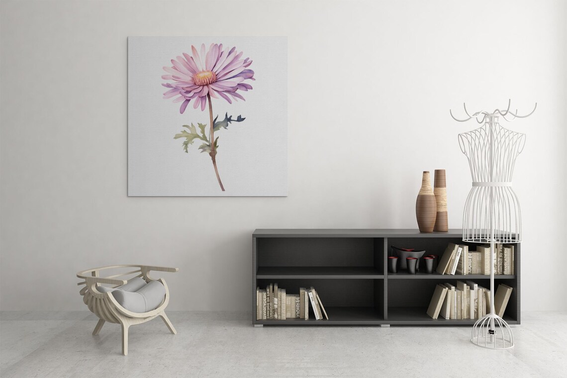 Lavender Pink Aster Daisy Bloom Watercolour Botanical Flower Poster - Image 9