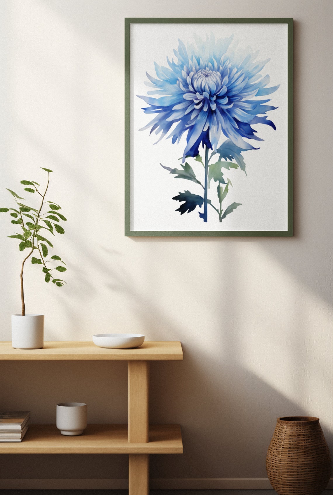 Vivid Blue Aster Flower Bold Watercolour Botanical Flower Poster - Image 3