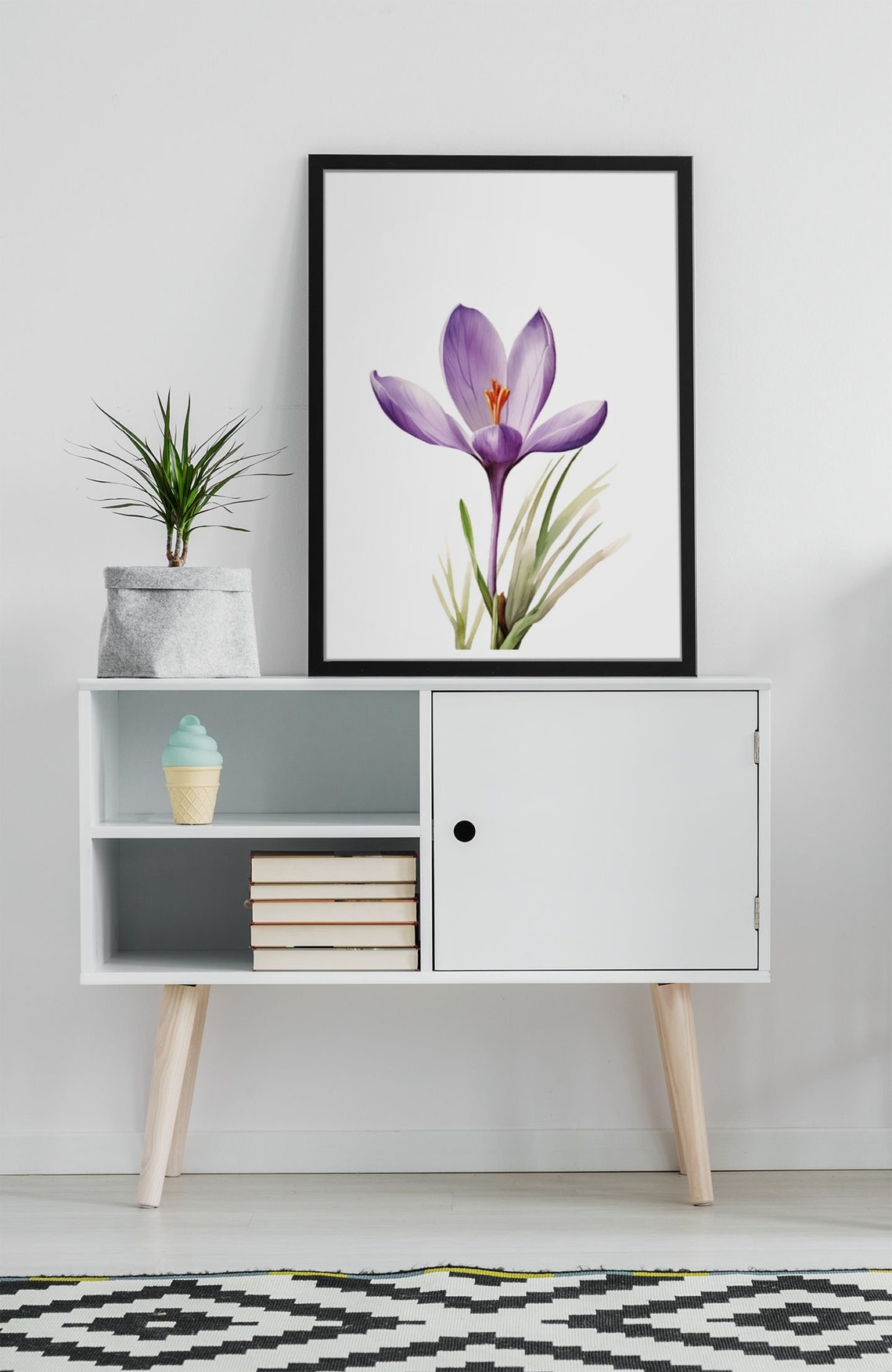 Vivid Purple Crocus Bloom Bold Bright Watercolor Spring Art Poster - Image 6