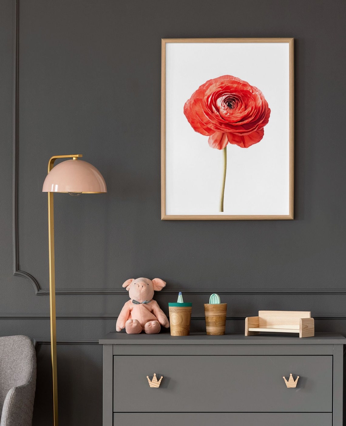 Red Ranunculus Single Bloom Watercolour Botanical Flower Poster - Image 5