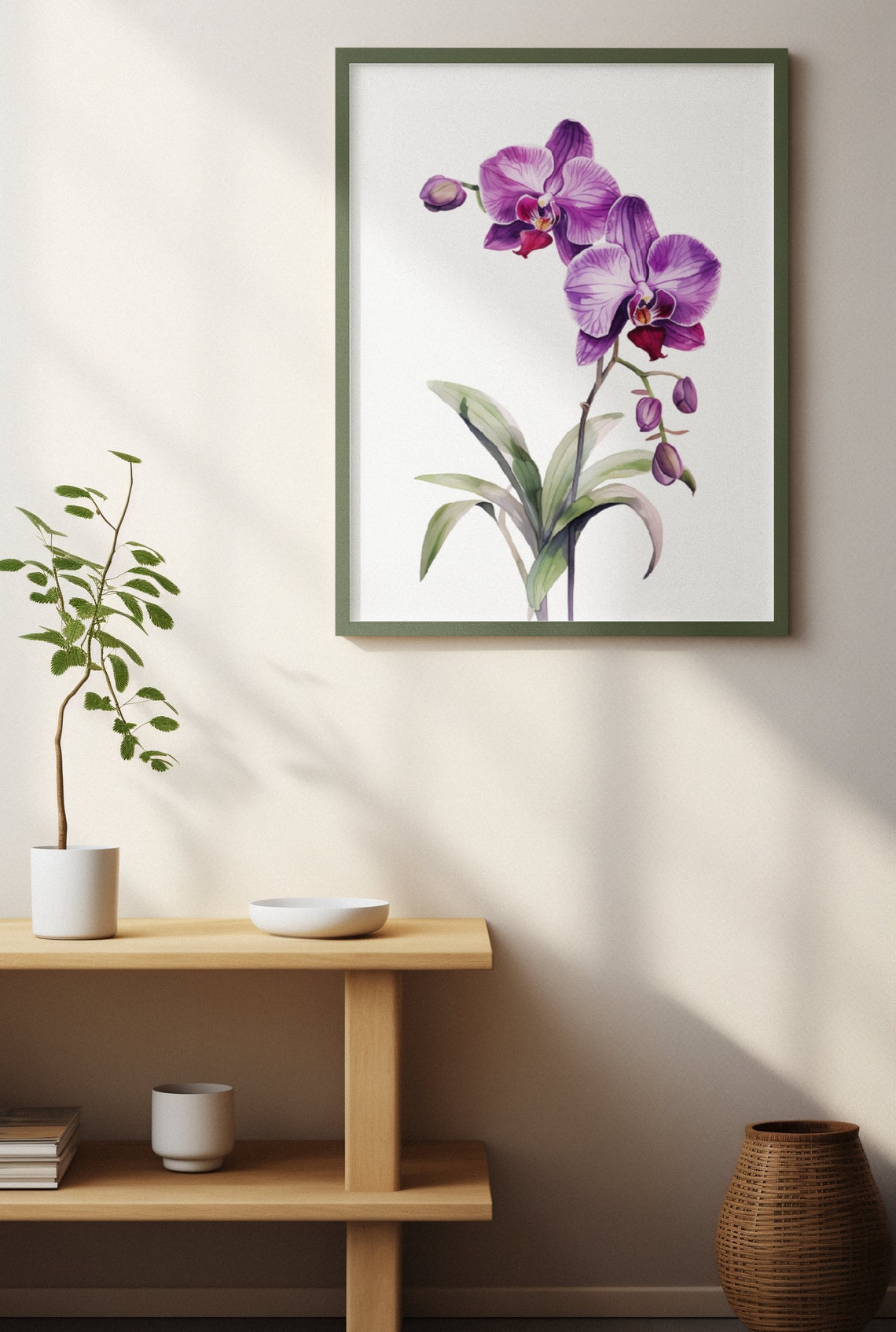 Purple Moth Orchid Flower Spray Elegant Watercolor Art Poster - Image 5