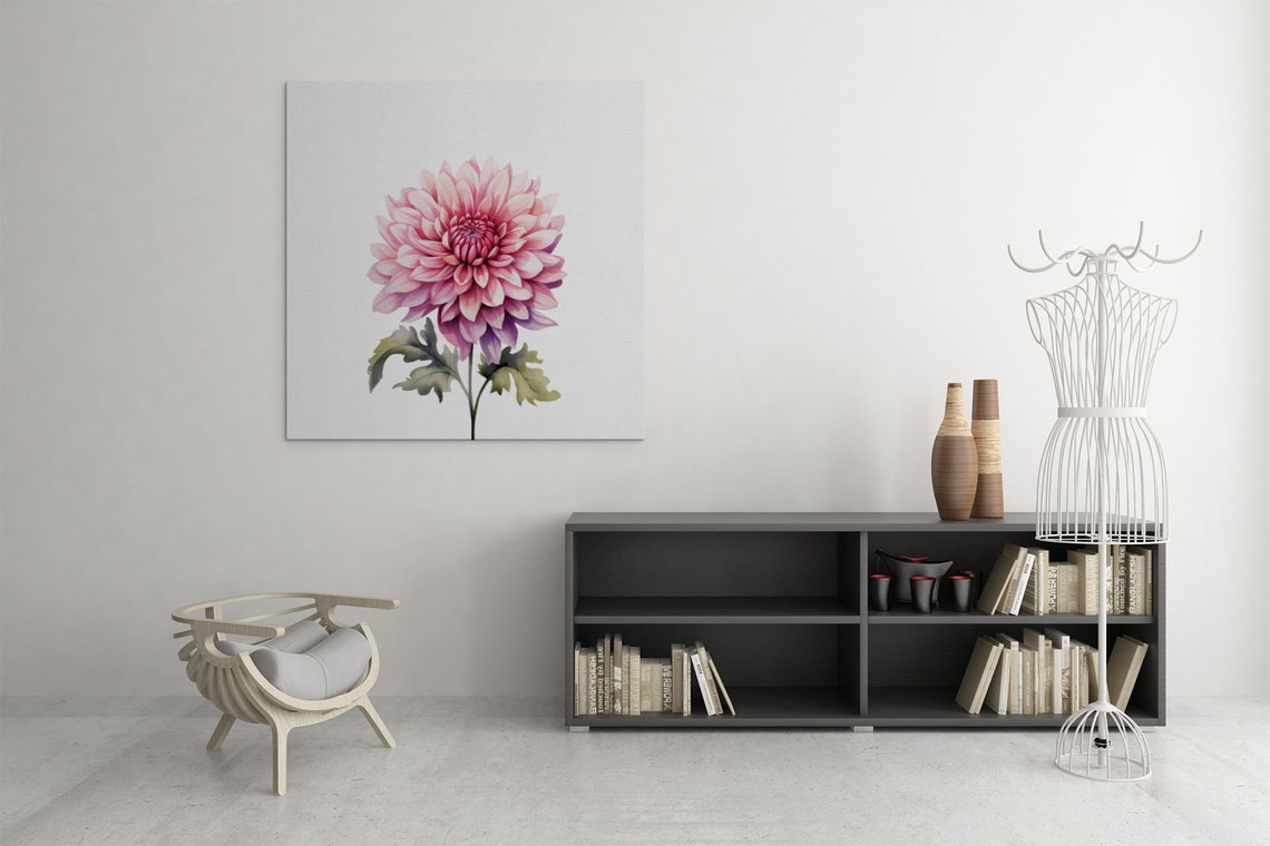 Lavender Pink Dahlia Blossom Watercolour Botanical Art Poster - Image 8