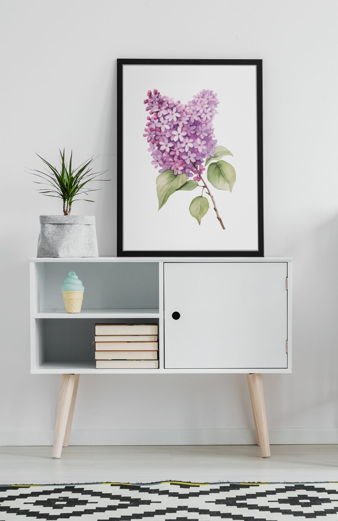 Pink Lilac Single Cluster Watercolour Botanical Flower Poster - Image 8