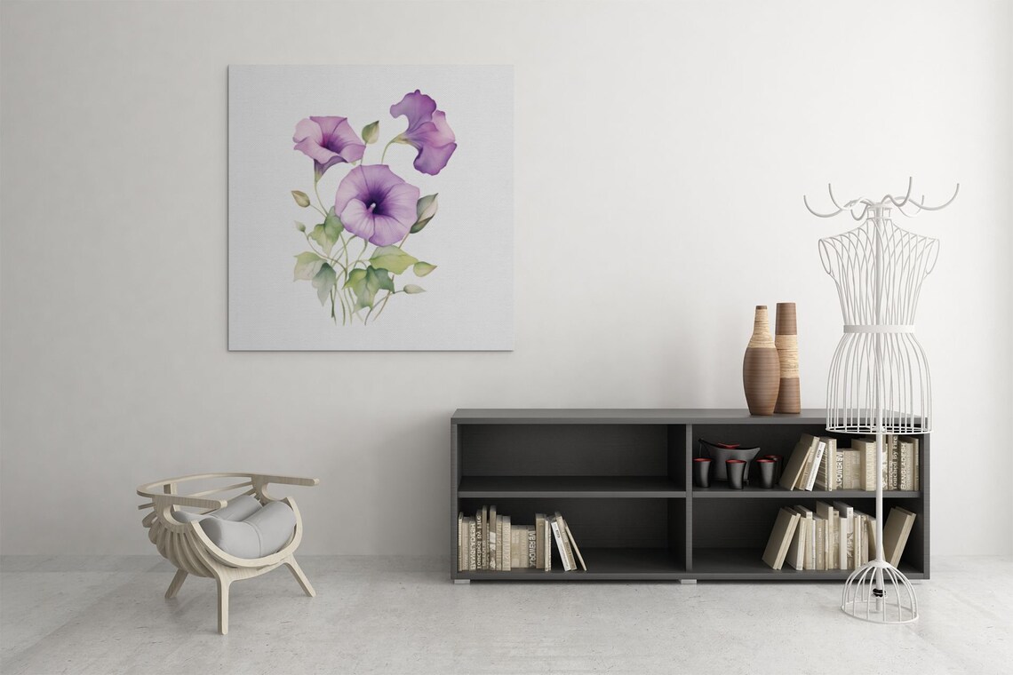 Purple Morning Glory Blooms Watercolour Botanical Flower Poster - Image 8