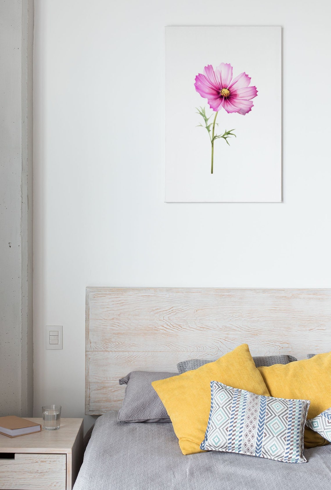 Pink Cosmos Single Bloom Watercolour Botanical Flower Poster - Image 7