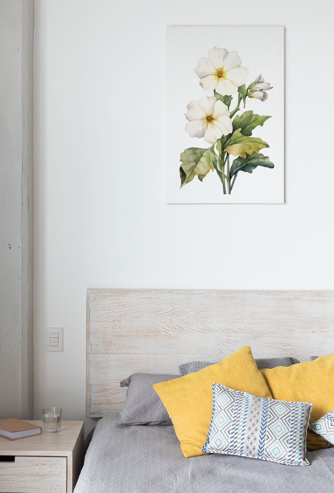 White Primrose Twin Blooms Watercolour Botanical Flower Poster - Image 7