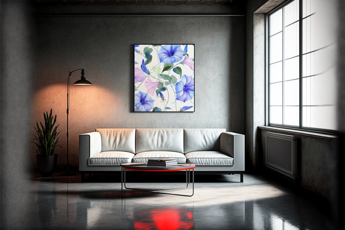 Blue Morning Glory Vines Delicate Watercolor Floral Botanical Poster - Image 5