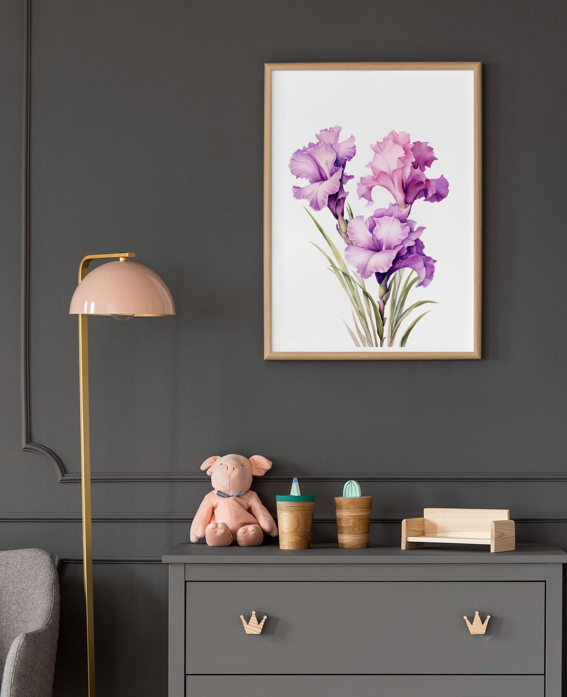Purple Gladiolus Flower Spike Stately Elegant Watercolor Art Poster - Image 8