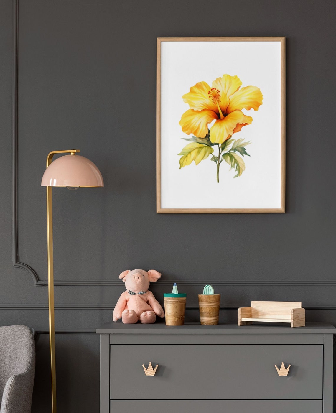 Yellow Hibiscus Tropical Bloom Watercolor Floral Botanical Poster - Image 7