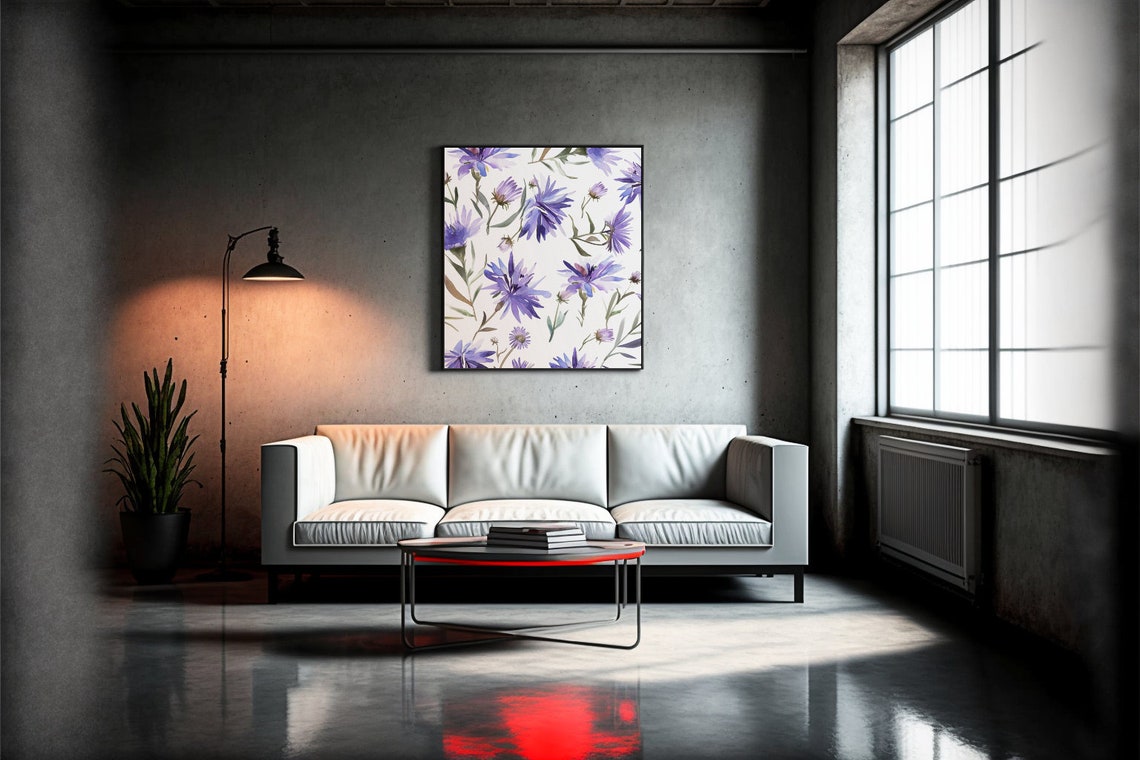 Purple Aster Flower Pattern Watercolour Botanical Flower Poster - Image 6