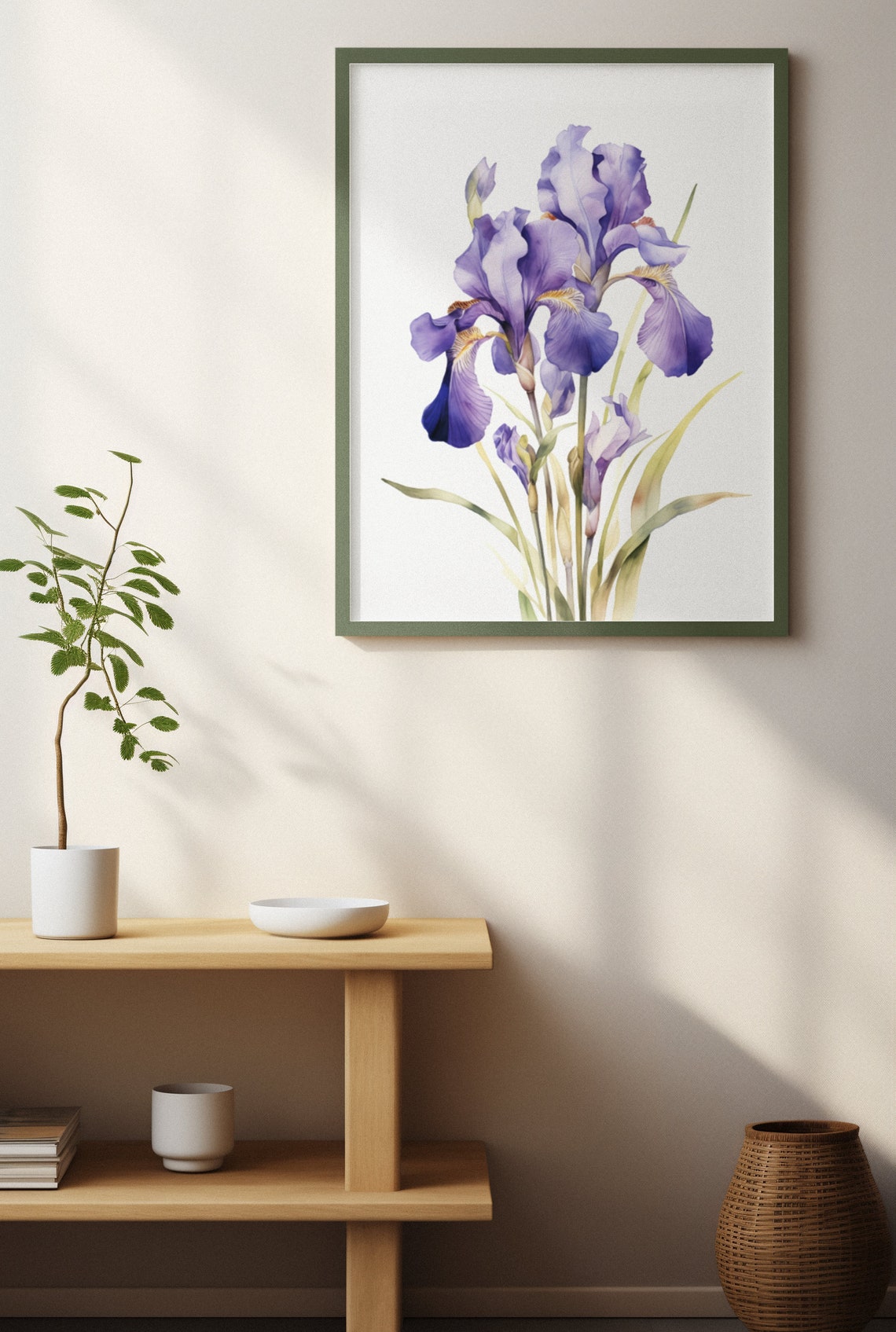 Purple Iris Bloom Cluster Luminous Watercolor Botanical Poster - Image 3
