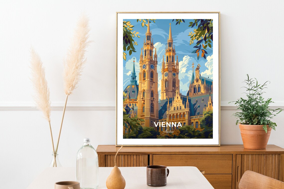 Vienna Austria City Hall Rathaus Twin Spires Gothic Landmark Poster - Image 2
