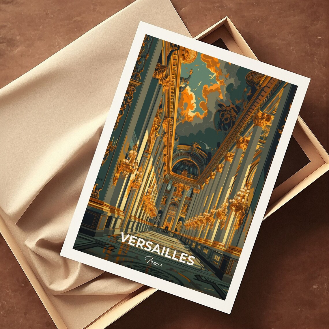 Versailles France Opulent Golden Palace Hall Interior Travel Poster - Image 3