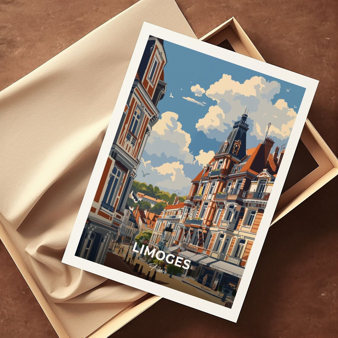 Limoges Historic Street Colorful Buildings France Architecture Travel Poster - Image 3