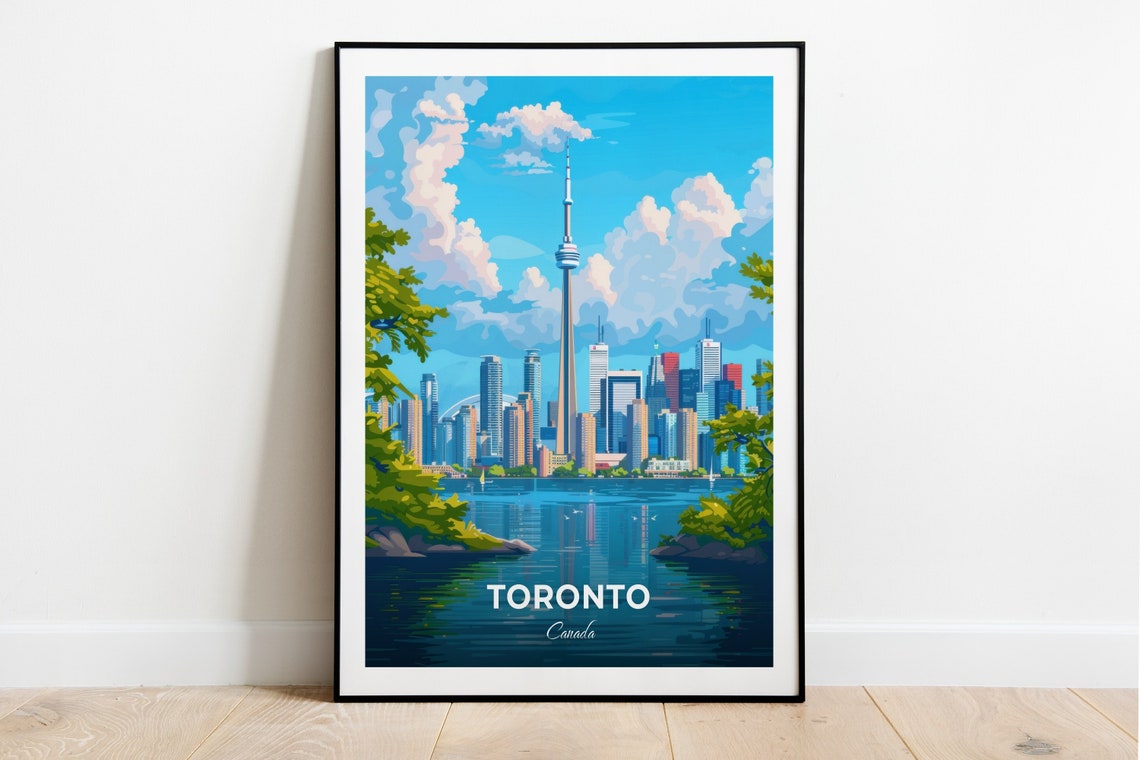 Toronto CN Tower Skyline View from the Islands Travel Poster
