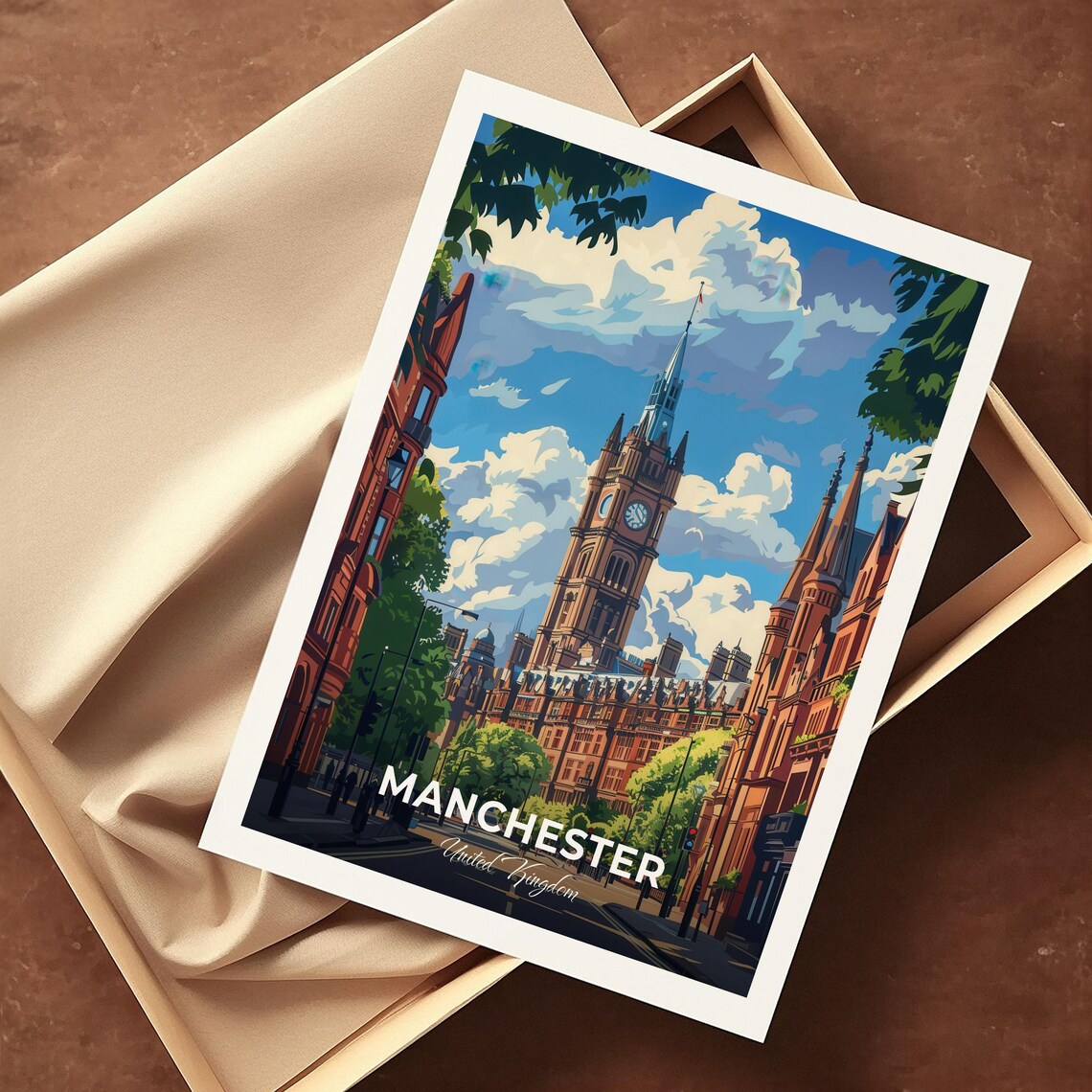 Manchester Town Hall United Kingdom Modern City Travel Poster - Image 4