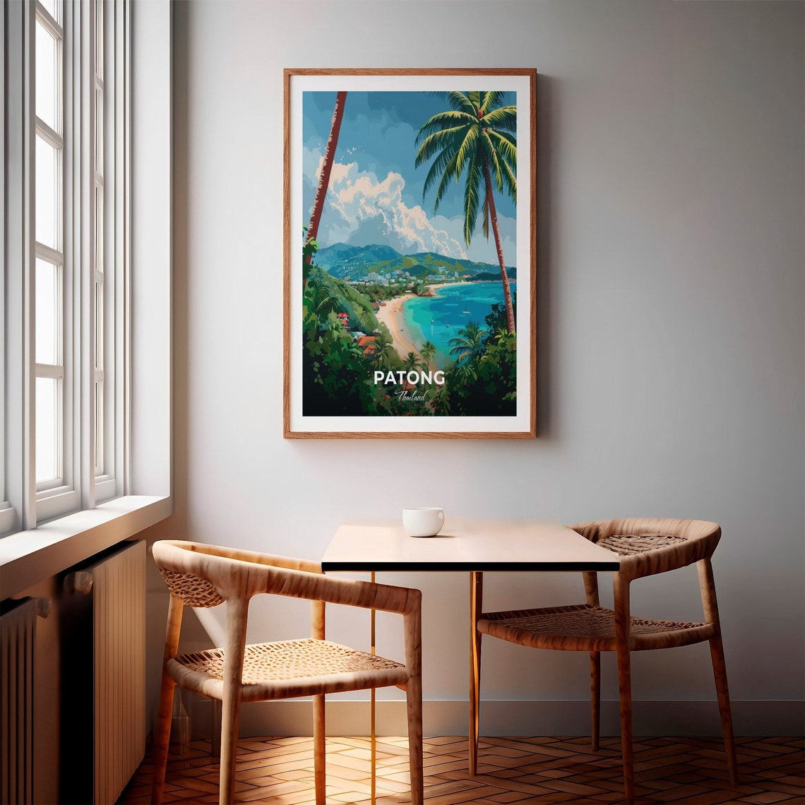 Patong Thailand Beach Bay Palm Trees Overlook Travel Art Poster - Image 2