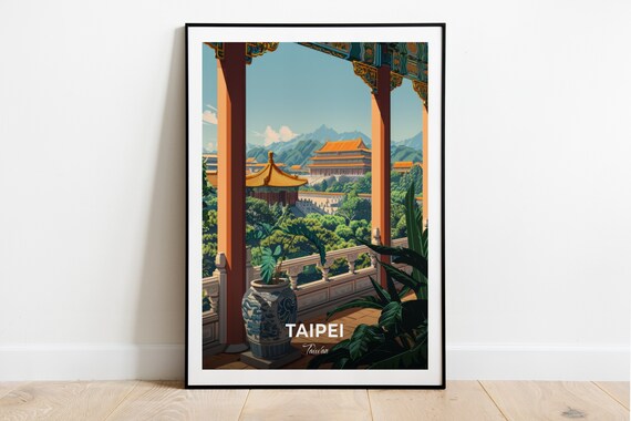 Taipei Golden Roof Palace Pavilion Terrace Overlook Travel Poster