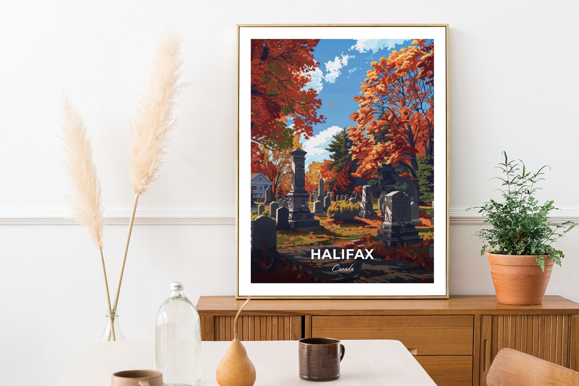 Halifax Canada Historic Cemetery Autumn Foliage Fall Travel Poster - Image 2