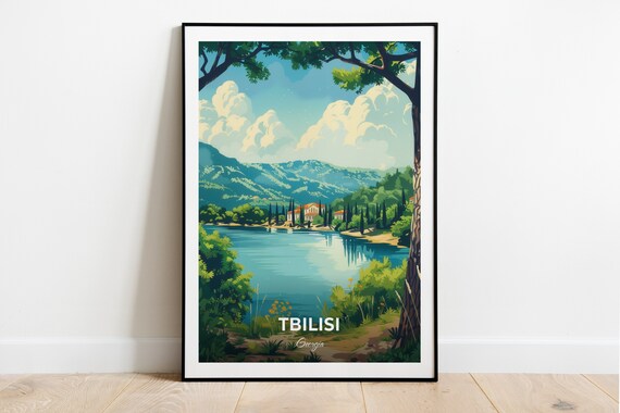 Tbilisi Travel Poster Turtle Lake City Print Cityscape Artwork Birthday Wedding Gift Wall Art Location Print Home Decor