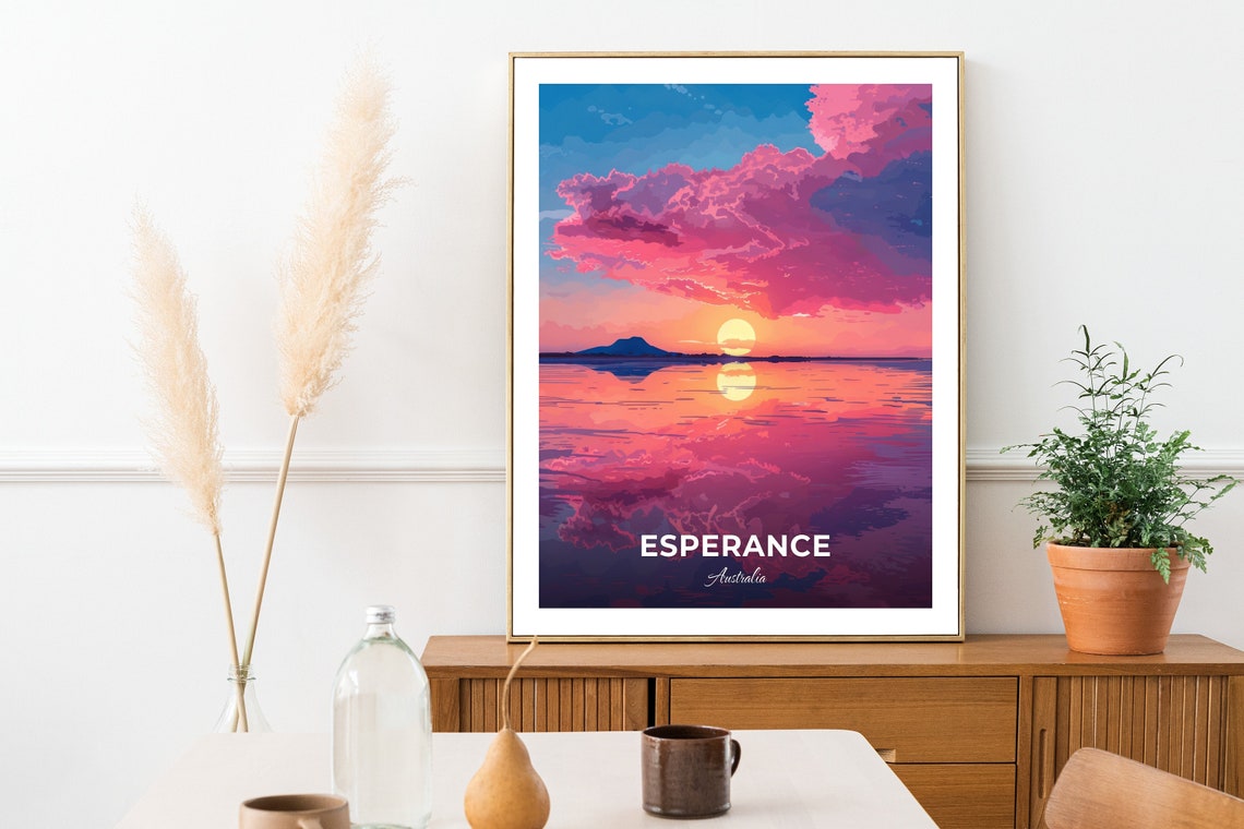 Esperance Australia Pink Sunset Over Calm Waters Travel Poster - Image 2