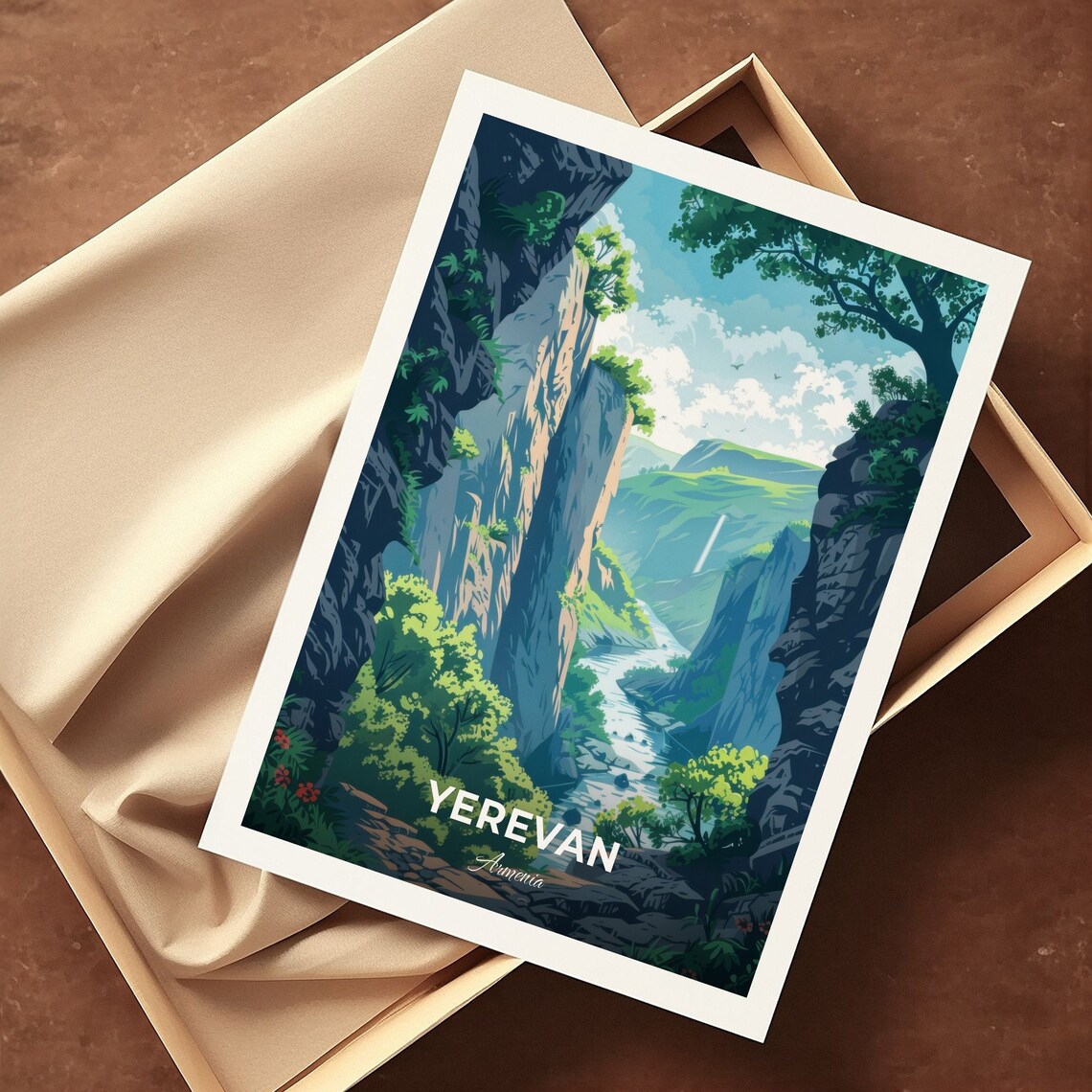 Yerevan Armenia Green Hrazdan Gorge Canyon River Travel Poster - Image 3