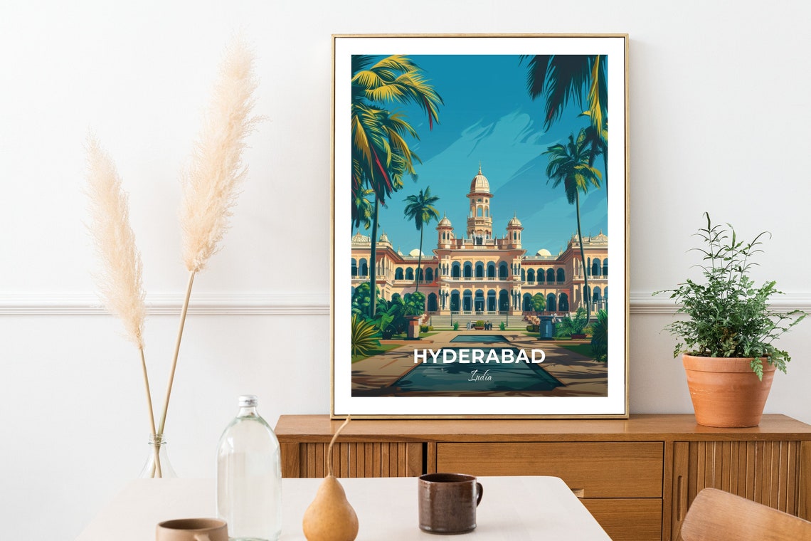 Hyderabad Falaknuma Palace Domed Facade Garden Travel Poster - Image 2