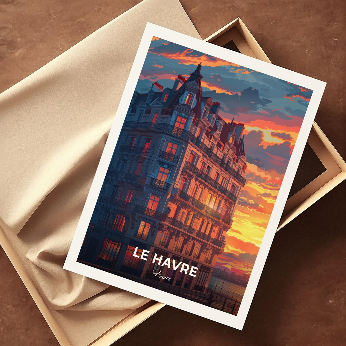 Le Havre France Historic Building Sunset Vintage Travel Poster - Image 4
