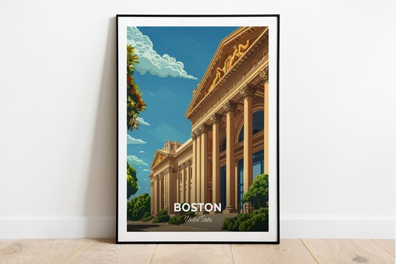 Boston Massachusetts Museum of Fine Arts Column Facade Travel Poster