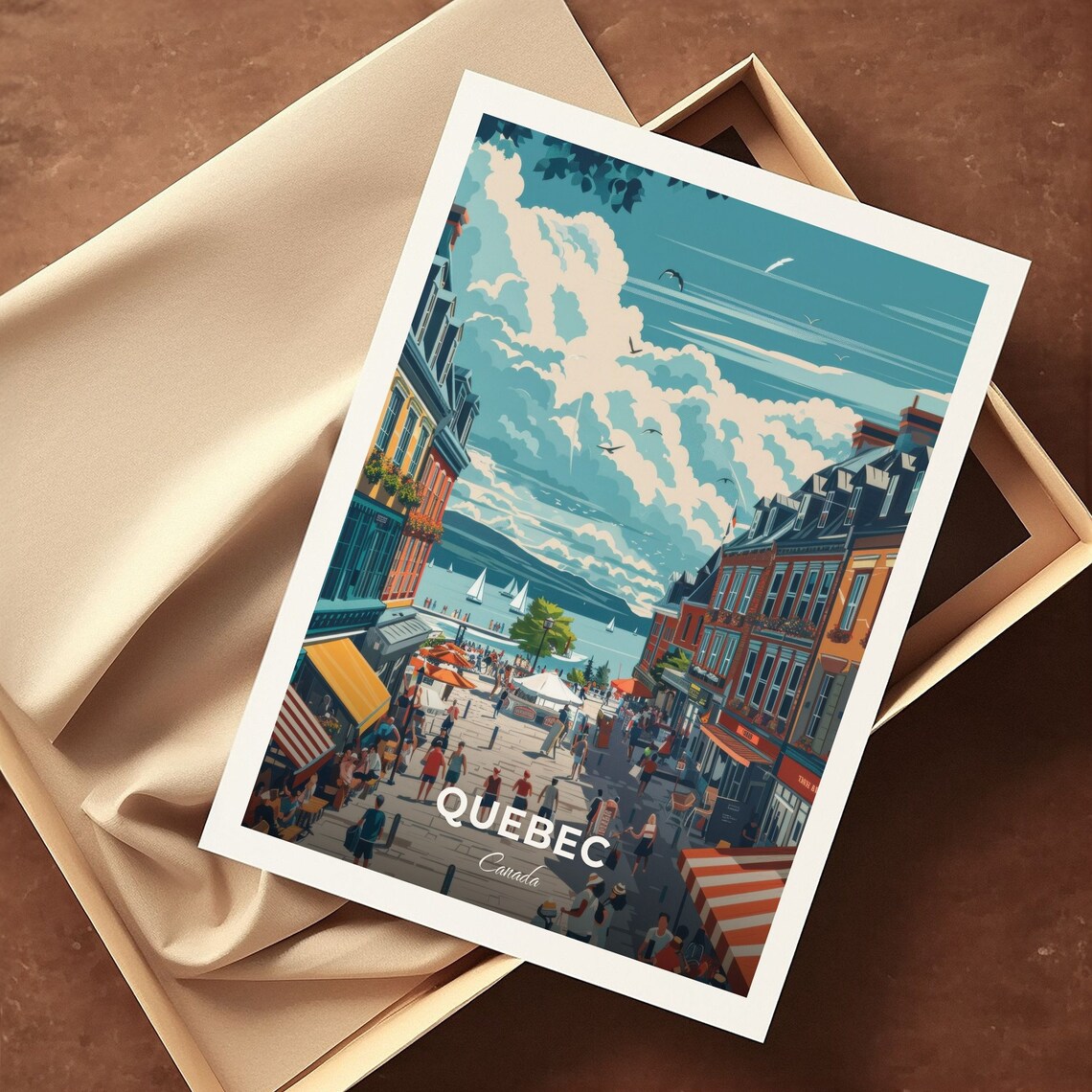Quebec Canada Old Port Market Square Waterfront Vintage Travel Poster - Image 3
