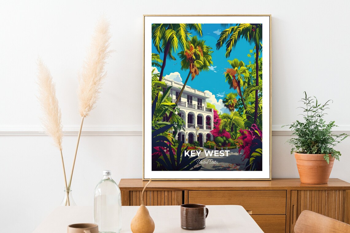 Key West Hemingway Home Museum Tropical Garden Estate Travel Poster - Image 2