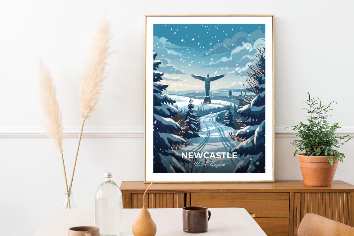 Newcastle Travel Poster The Angel Of The North City Print Cityscape Artwork Birthday Wedding Gift Wall Art Location Print Home Decor - Image 3