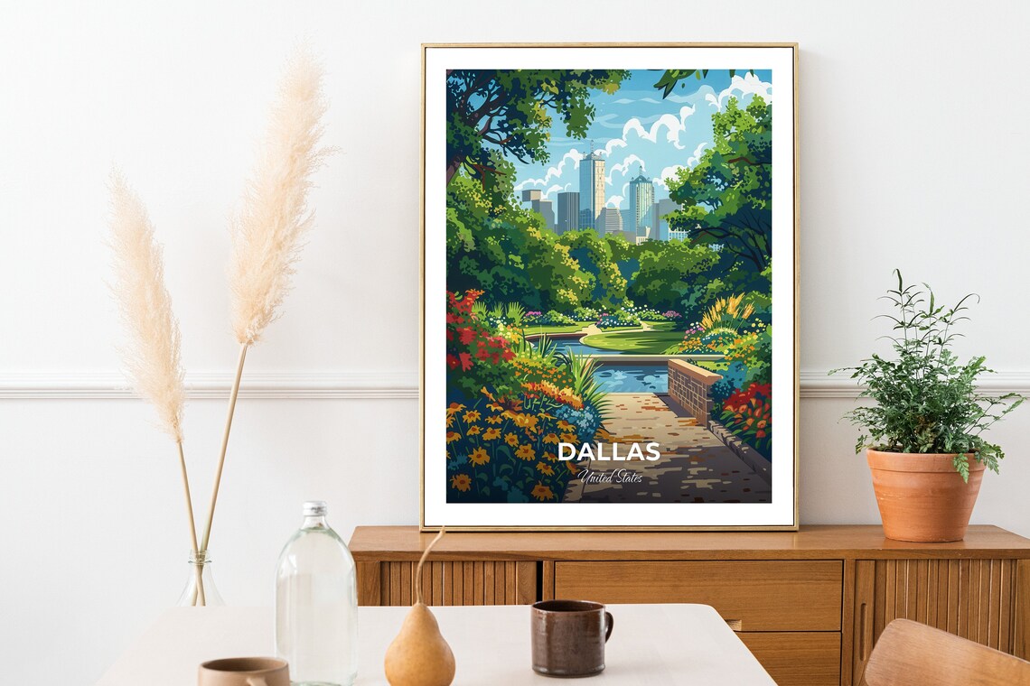 Dallas Arboretum Flower Garden Skyline City View Travel Poster - Image 2