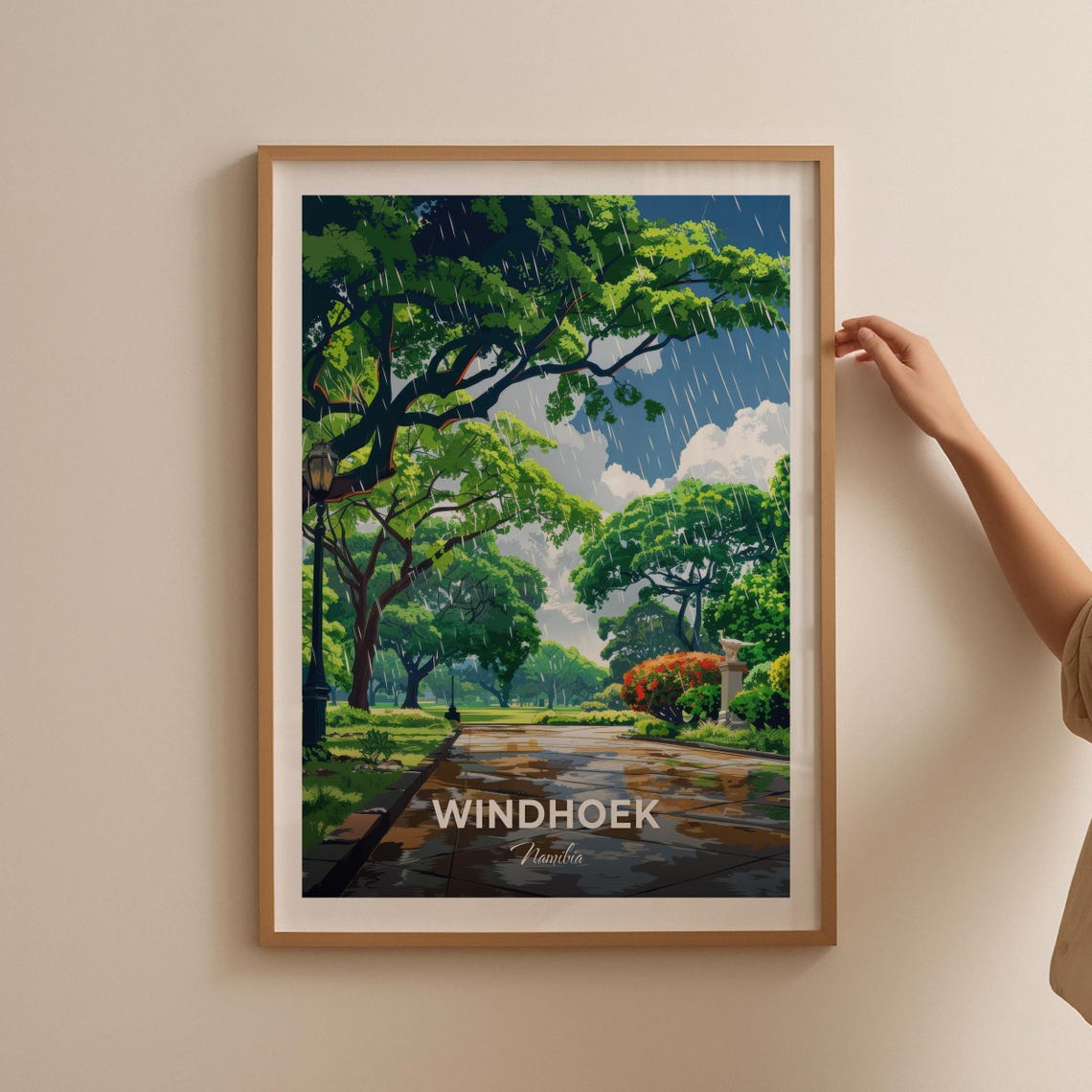 Windhoek Namibia Rainy Garden Park Path Modern Travel Poster - Image 2