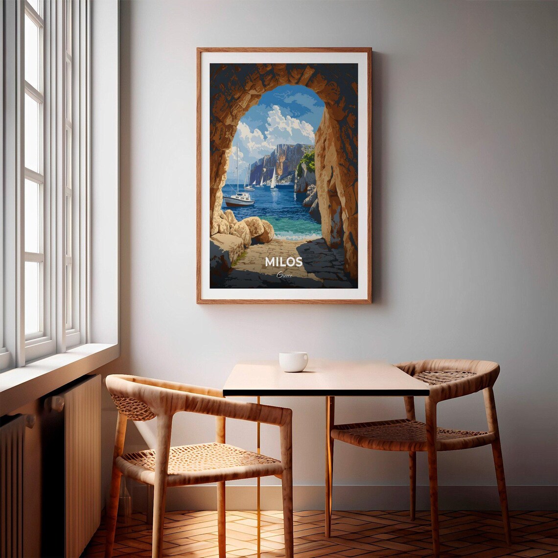 Milos Greece Sea Cave Arch Sailboats Hidden Cove View Poster - Image 2